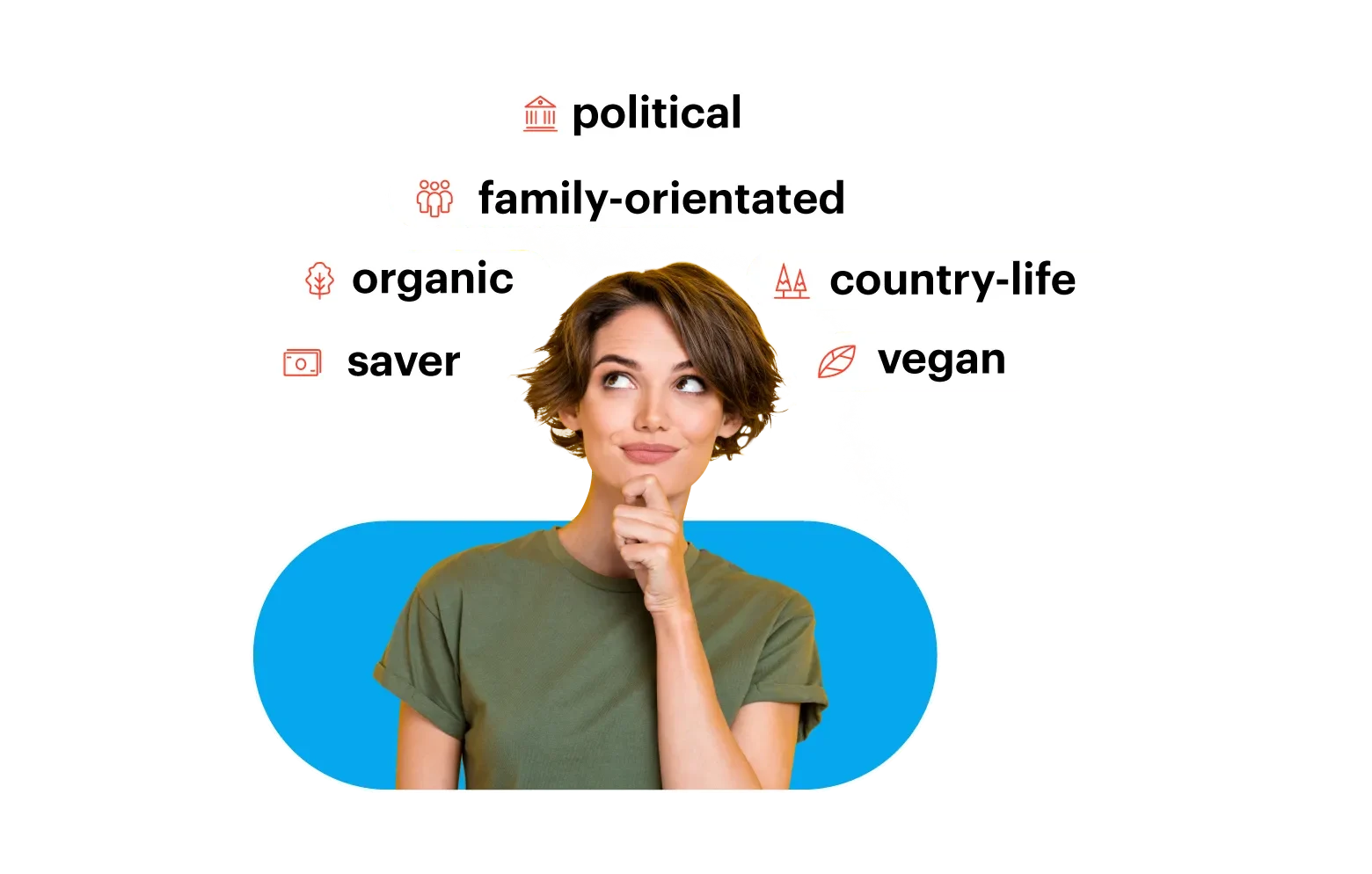 Woman thinking about her buying preferences