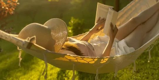 woman resting in a hammock