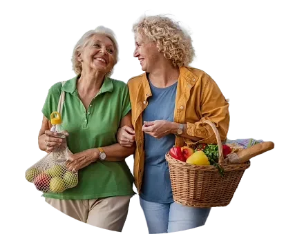 Women with groceries