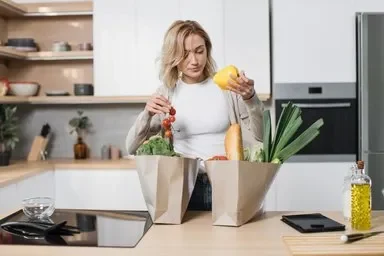 Woman with groceries