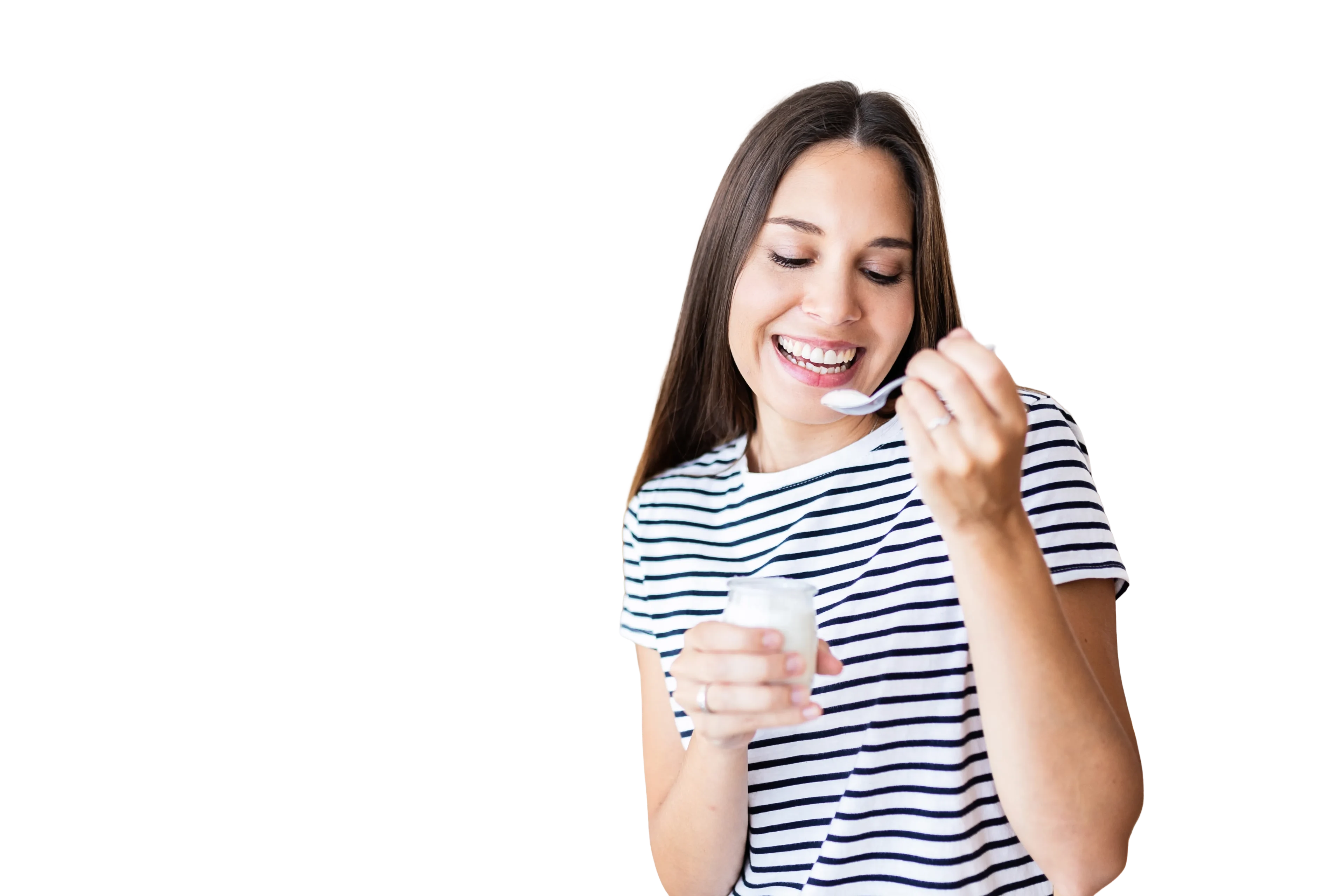 Woman eating yoghurt