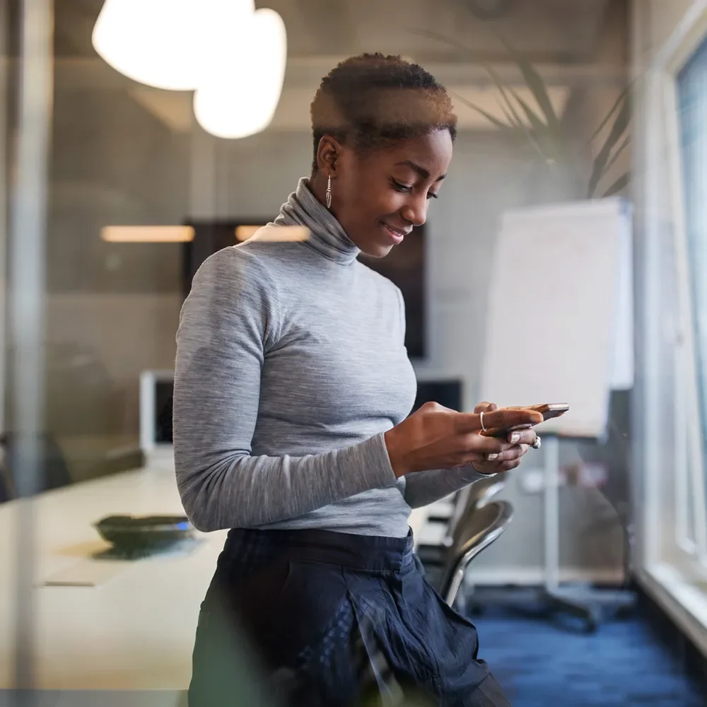 A girl on her mobile device