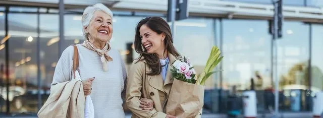 Older and younger shopper family