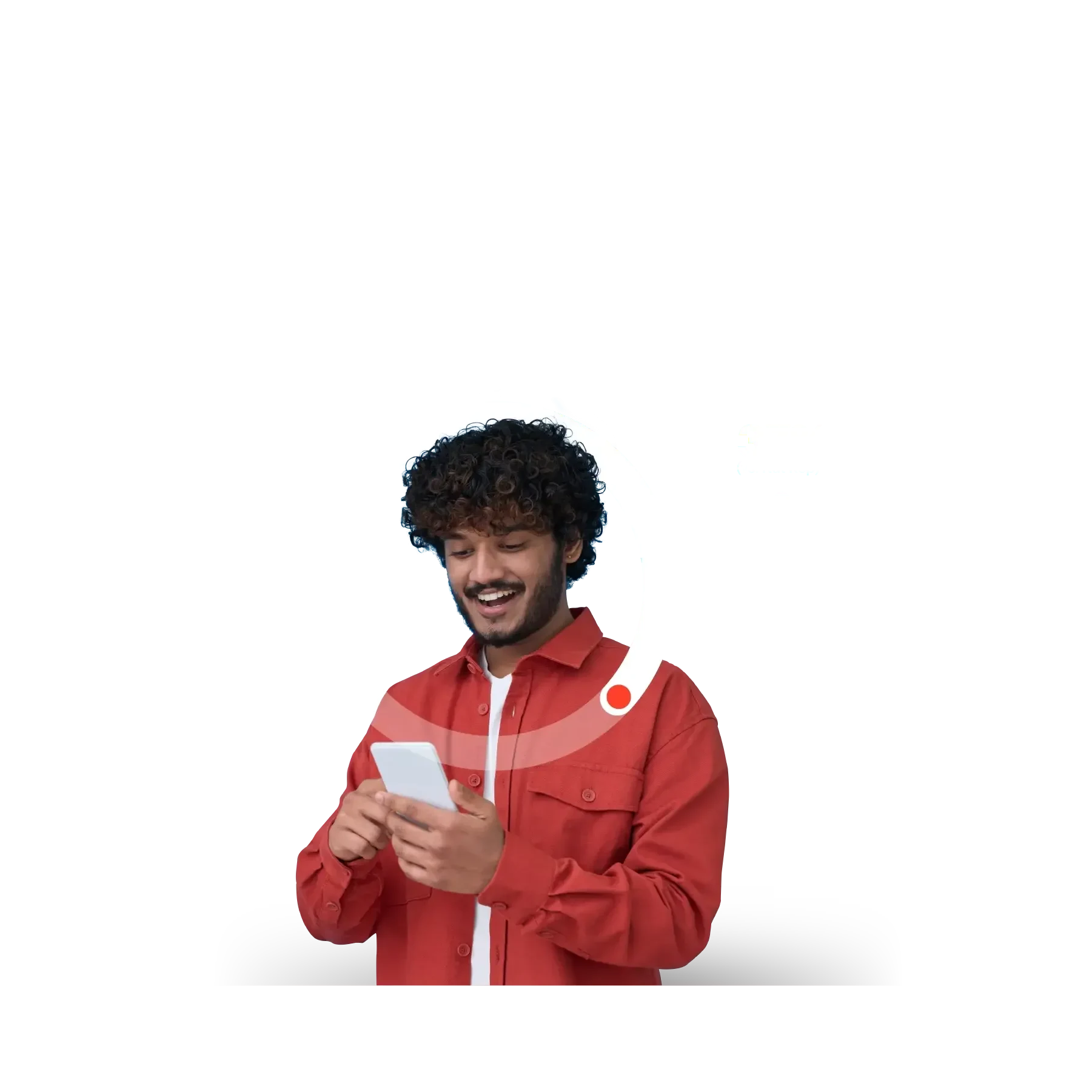 young guy with curly black hair and data results behind him