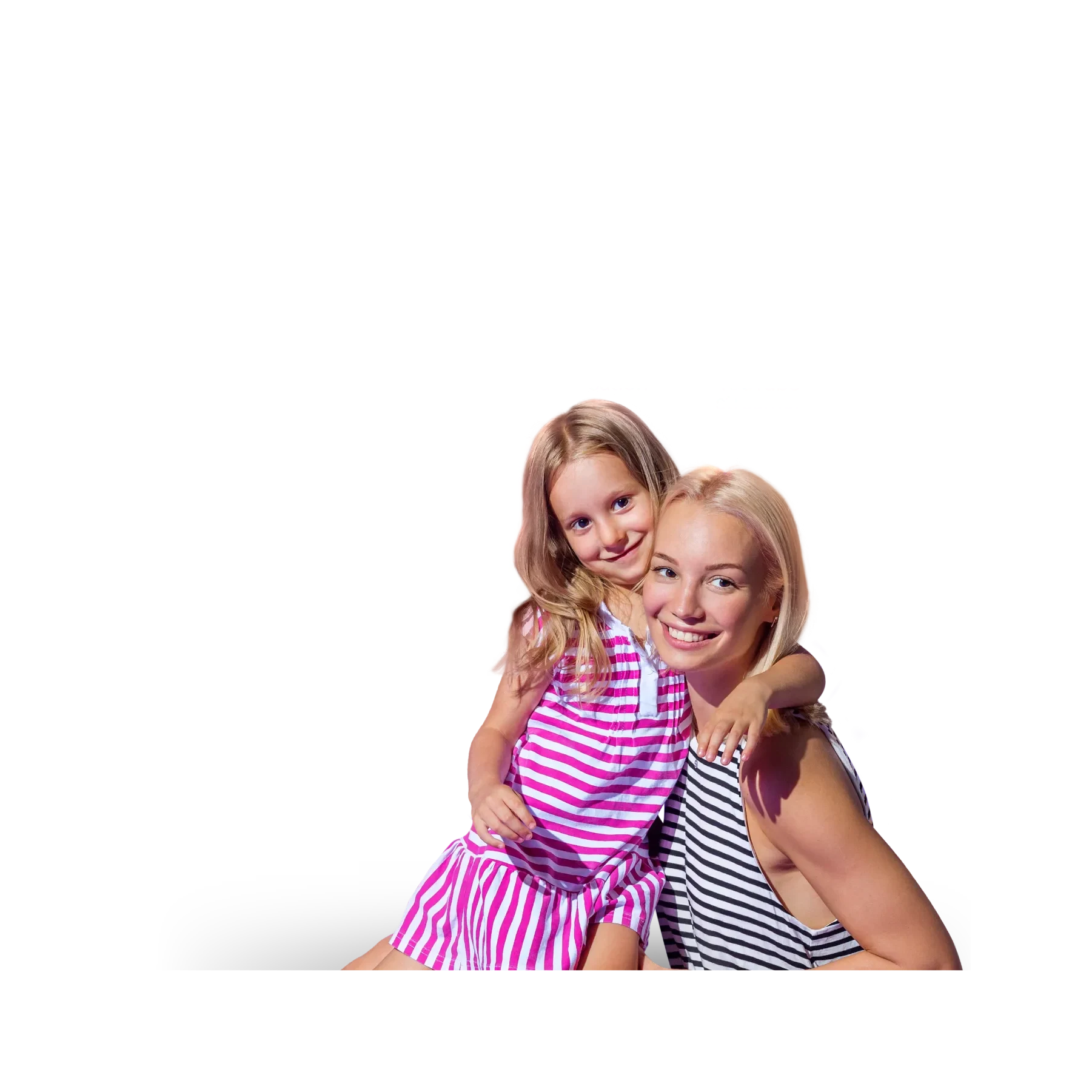 mother and daughter and audience insights in background