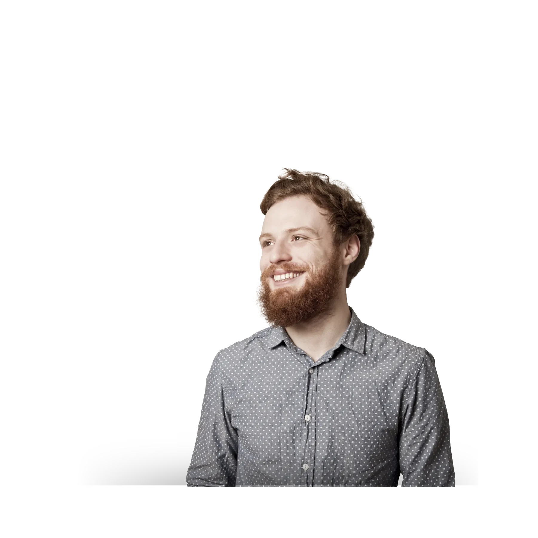 guy with ginger beard and data points in background