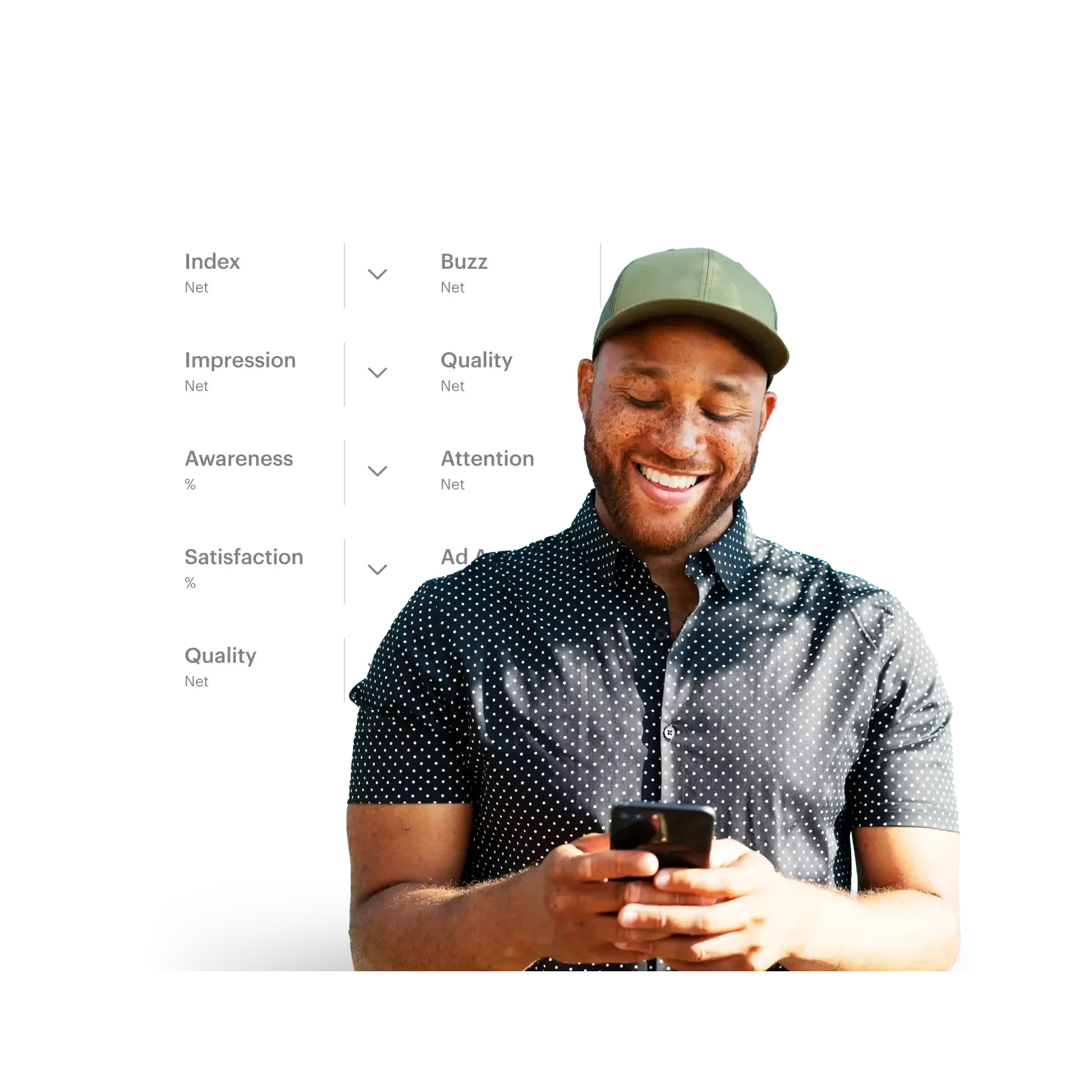 young man with a green cap and metrics behind him