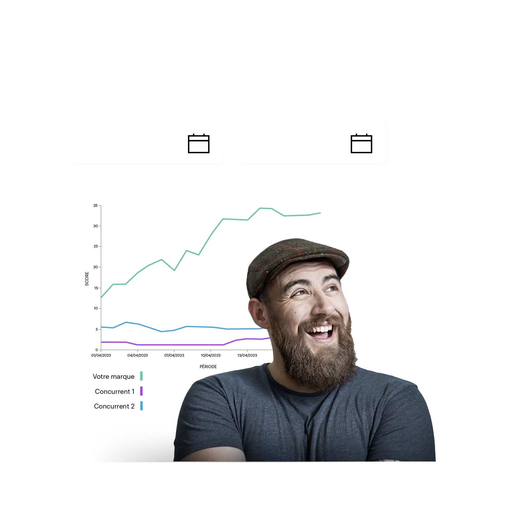 man with beard and brown cap with SuperBowl analysis behind him