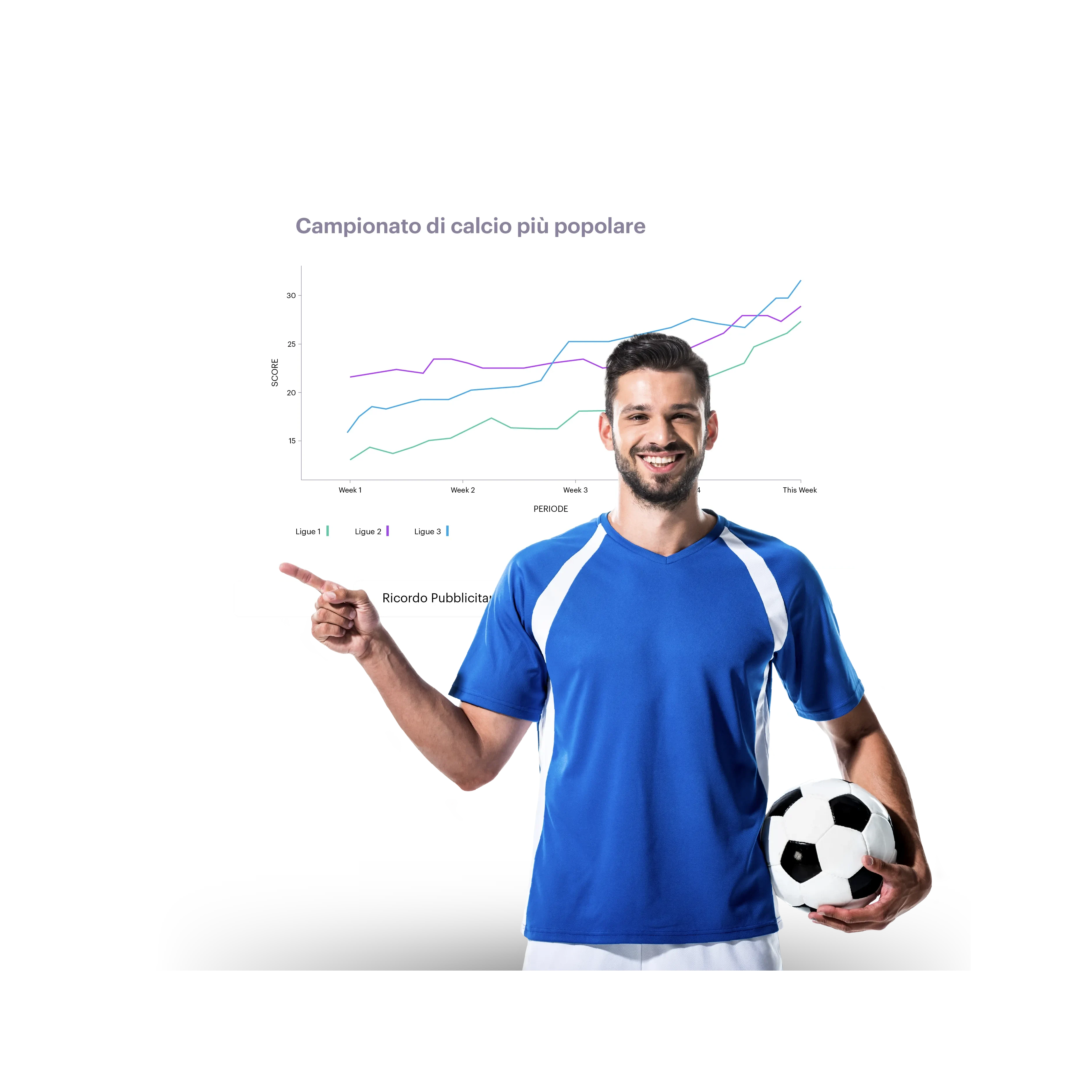football player pointing to sports graphic