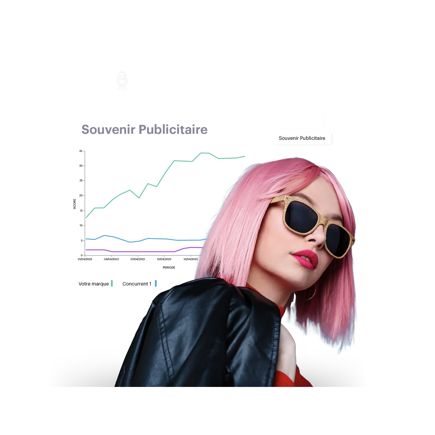 girl with pink hair and advertising metrics in the background