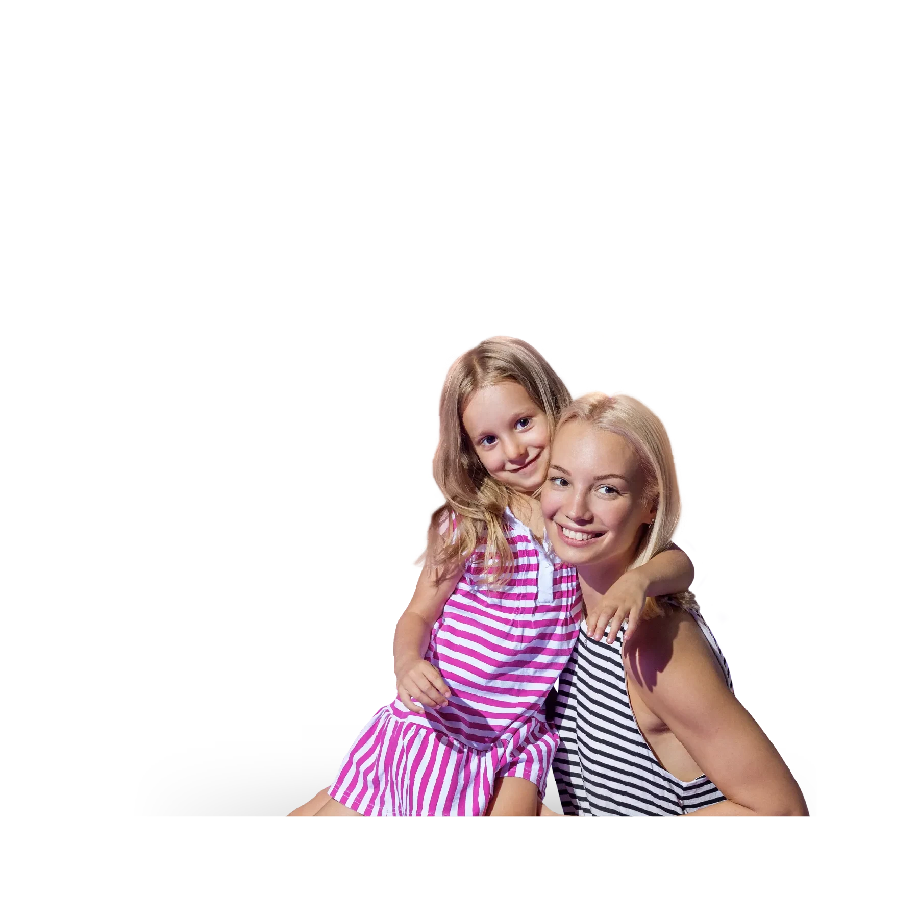 Mutter und Tochter mit Zielgruppen-Daten im Hintergrund