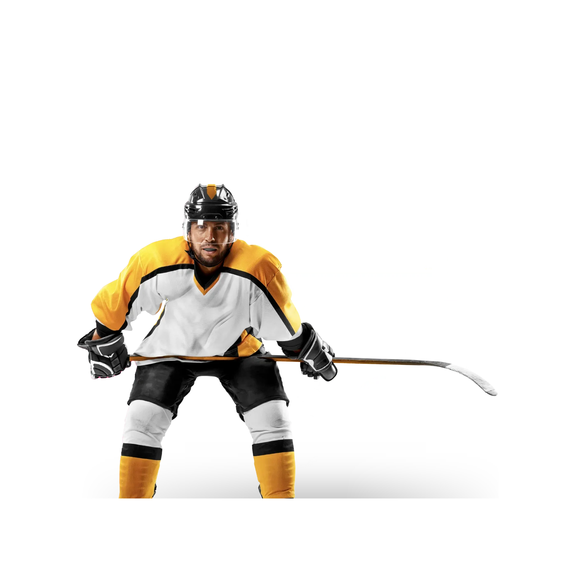 Eishockey-Spieler mit Daten im Hintergrund