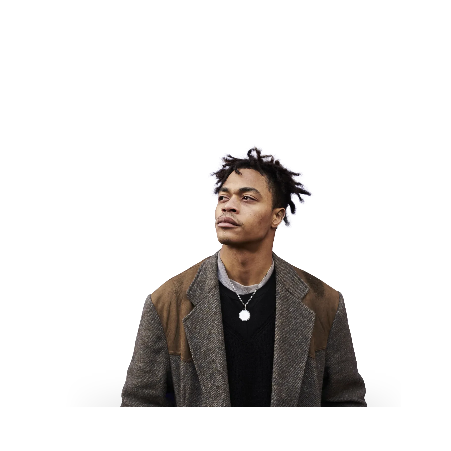 Mann mit Daten im Hintergrund