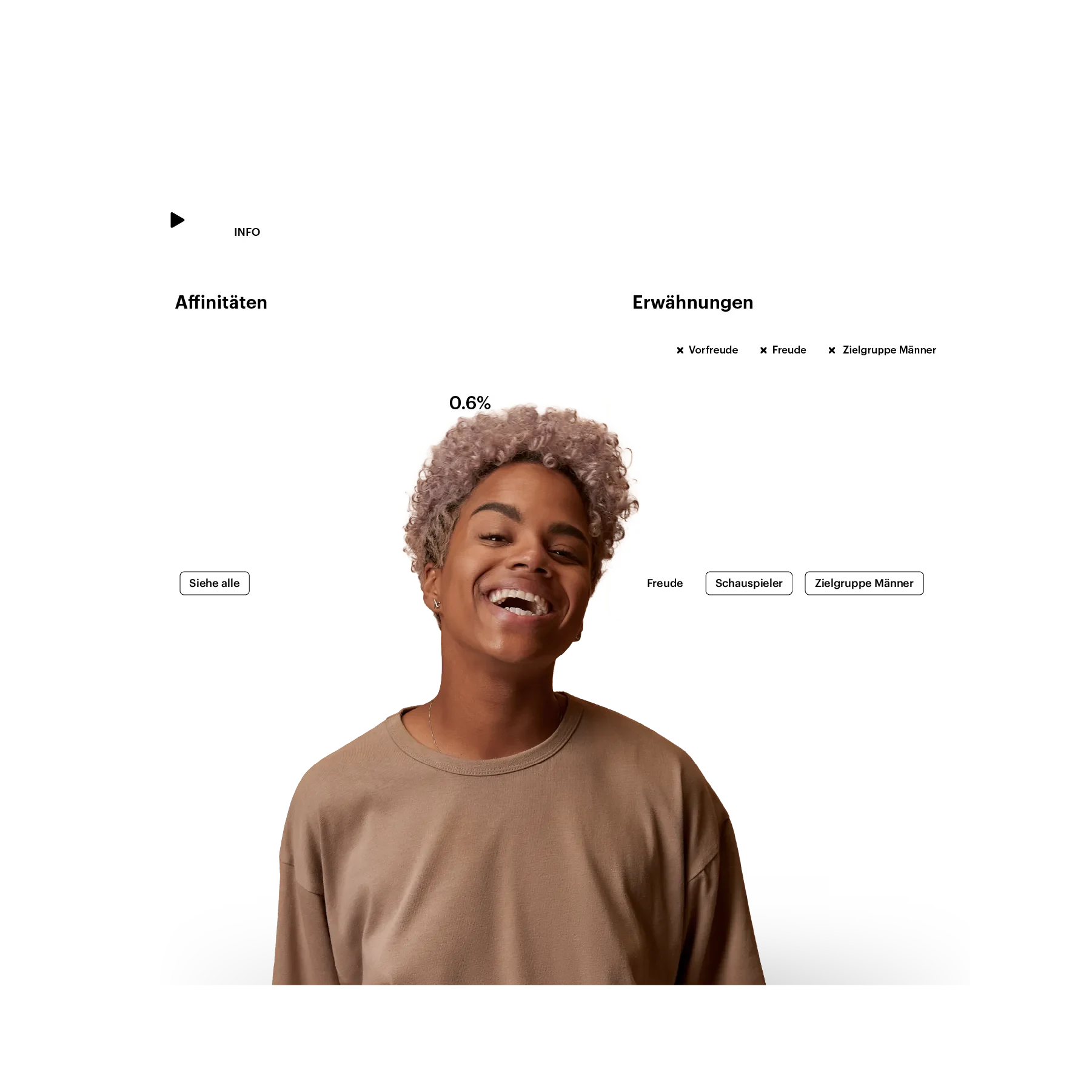 Gelockte Person mit TV-Interesse-Daten im Hintergrund