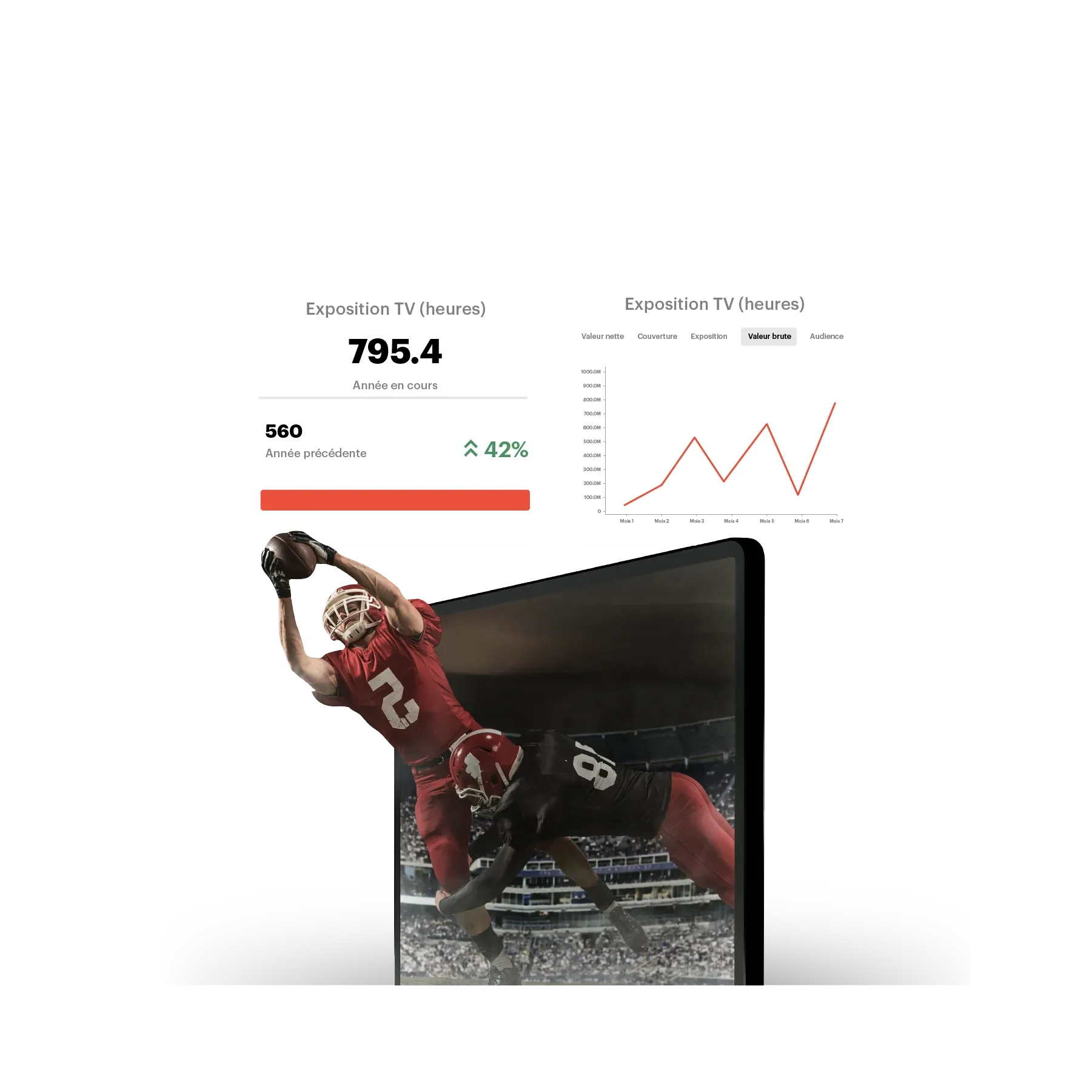 streaming a rugby match on phone with brand metrics behind