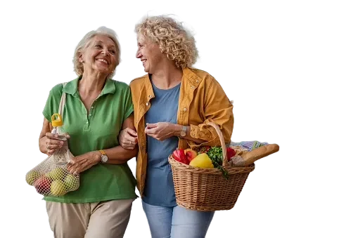 Women with groceries